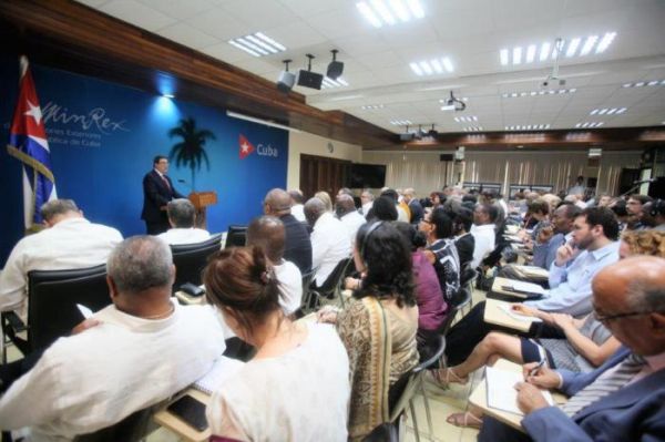 Bruno Rodríguez during the press conference held Thursday morning in Havana. 