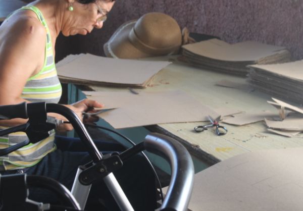 Disabled woman in workshop