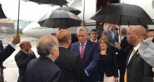 Cuba President Miguel Díaz-Canel upon arrival in Mexico