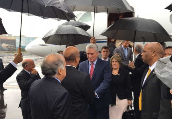 Cuba President Miguel Díaz-Canel upon arrival in Mexico