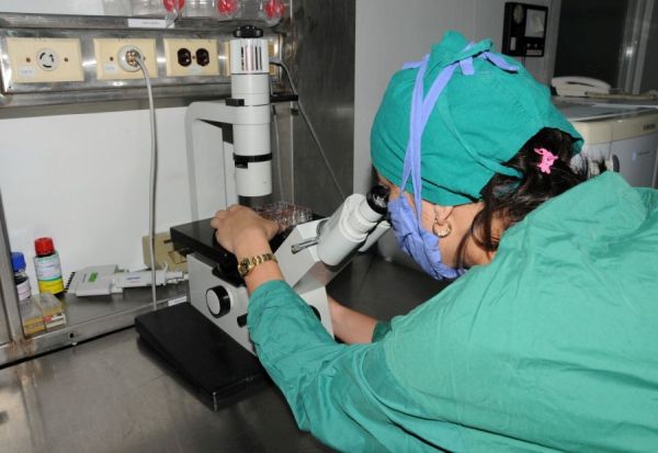 A woman science worker at the biotechnology center in sancti spiritus, cuba