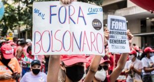 oponents of bolsonaro during a demonstration
