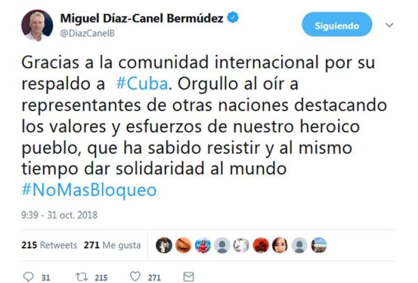 Díaz Canel tuit