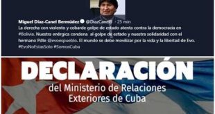 Cuba calls to safeguard the life of Evo Morales after coup