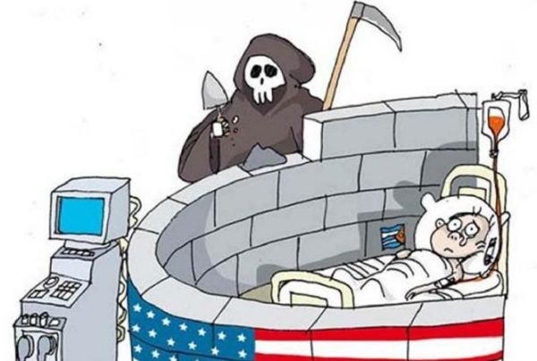 US blocklade's most inhuman side. Illustration by MARTIRENA
