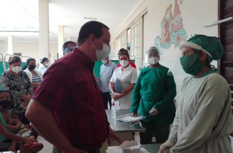 cuban minister of health visits trinidad, in sancti spiritus, central cuba